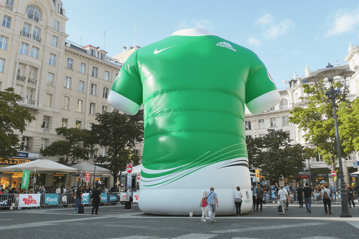 Maillot gonflable publicitaire géant pour animation urbaine